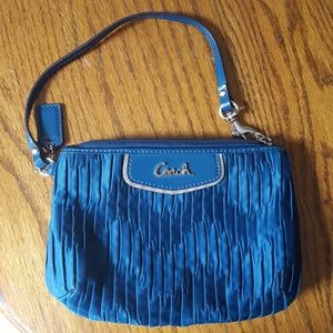 Gorgeous teal Coach pleated wristlet/handbag